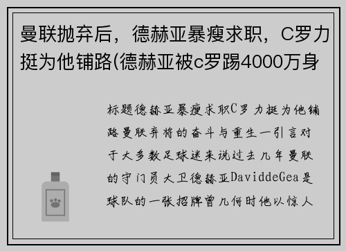 曼联抛弃后，德赫亚暴瘦求职，C罗力挺为他铺路(德赫亚被c罗踢4000万身价)